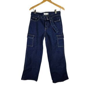 Angels Jeans Cargo Pants  Belt Dark Wash Denim